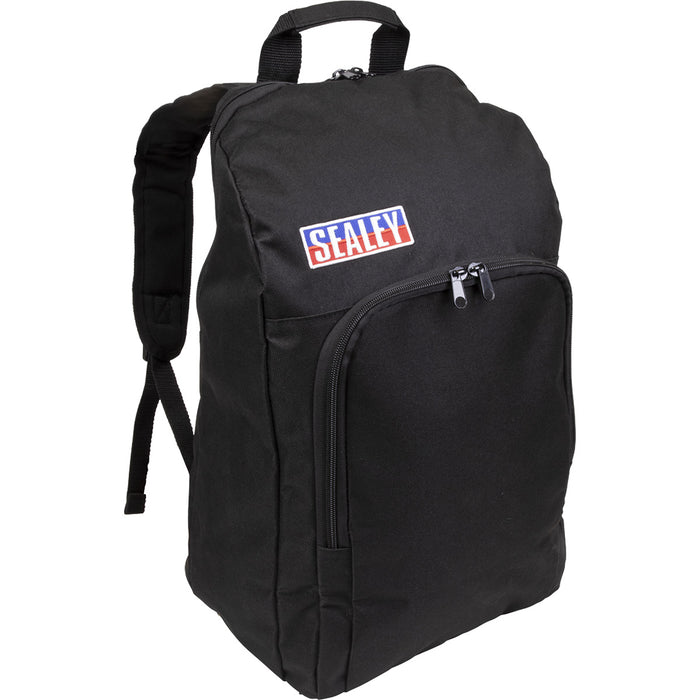 300 x 450mm Work Backpack - Black - 2 Pocket Rucksack - Adjustable Padded Straps Loops
