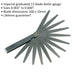 13 Blade Feeler Gauge - 0.002 to 0.040" - 100 x 10mm Blades - Imperial Graduated Loops