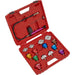 16 Piece Cooling System Pressure Test Kit - Locate System Leaks - Storage Case Loops