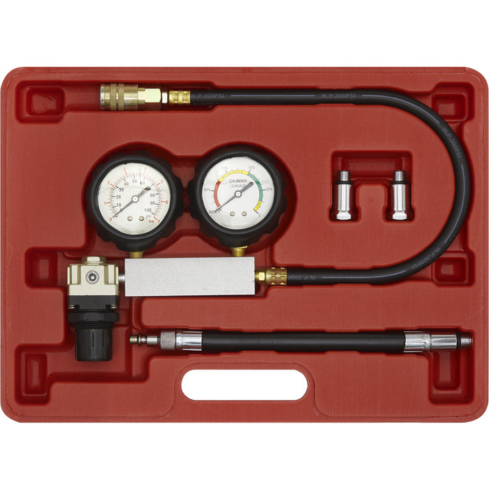 Petrol Engine Cylinder Leakage Tester - Twin Gauge Manifold - Engine Diagnosis Loops